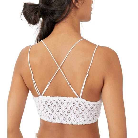 Free People FP $38 Adella Bralette Lace White NWT Size L - Picture 4 of 6